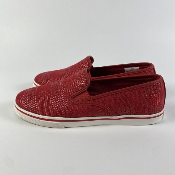 Lauren Ralph Lauren Janis Slip On Loafers Red Women Size 6.5 Pre-Owned‎ - Picture 4 of 13